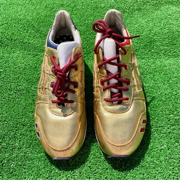 ASICS Gel-Lyte III KFE USA Gold Ronnie Fieg Mens 12 Shoes World Cup Red Blue - Picture 2 of 8